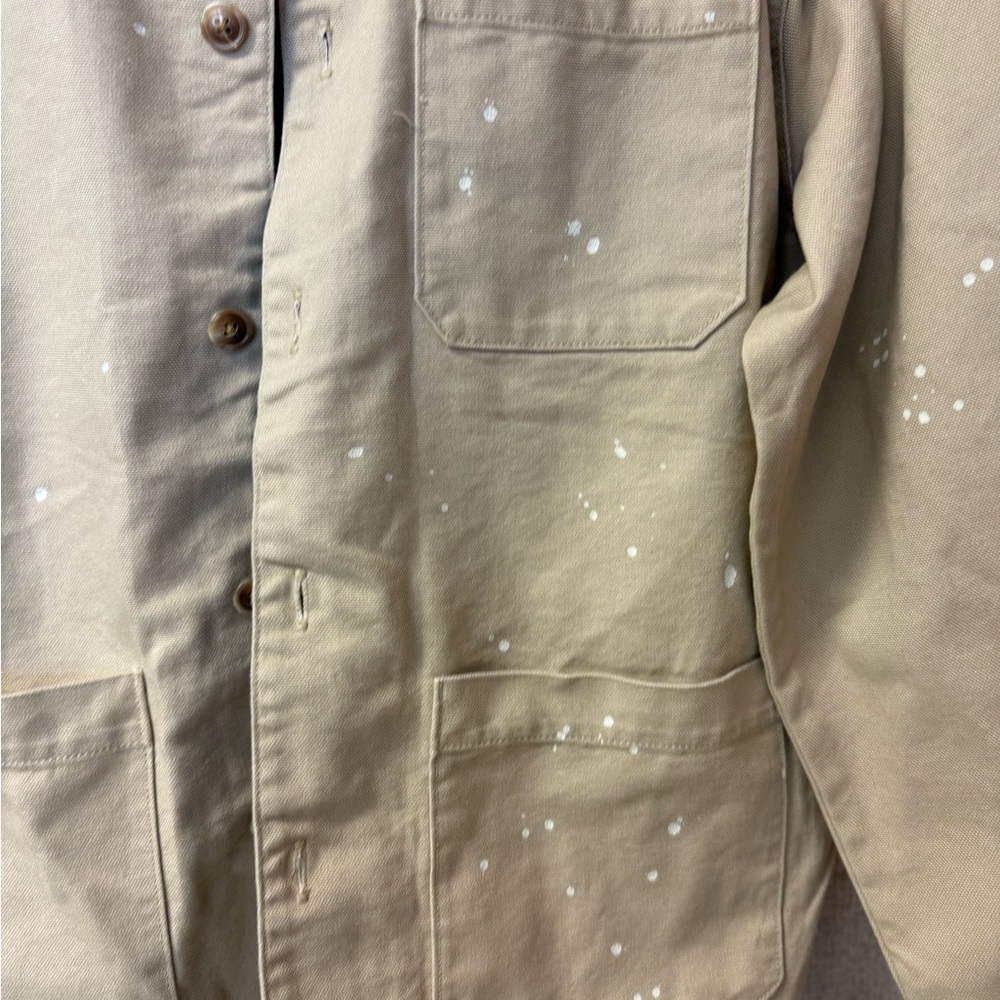 Forever 21 Men's Size Medium Taupe Tailored‎ Jacket Paint Splash Beige - Picture 3 of 10